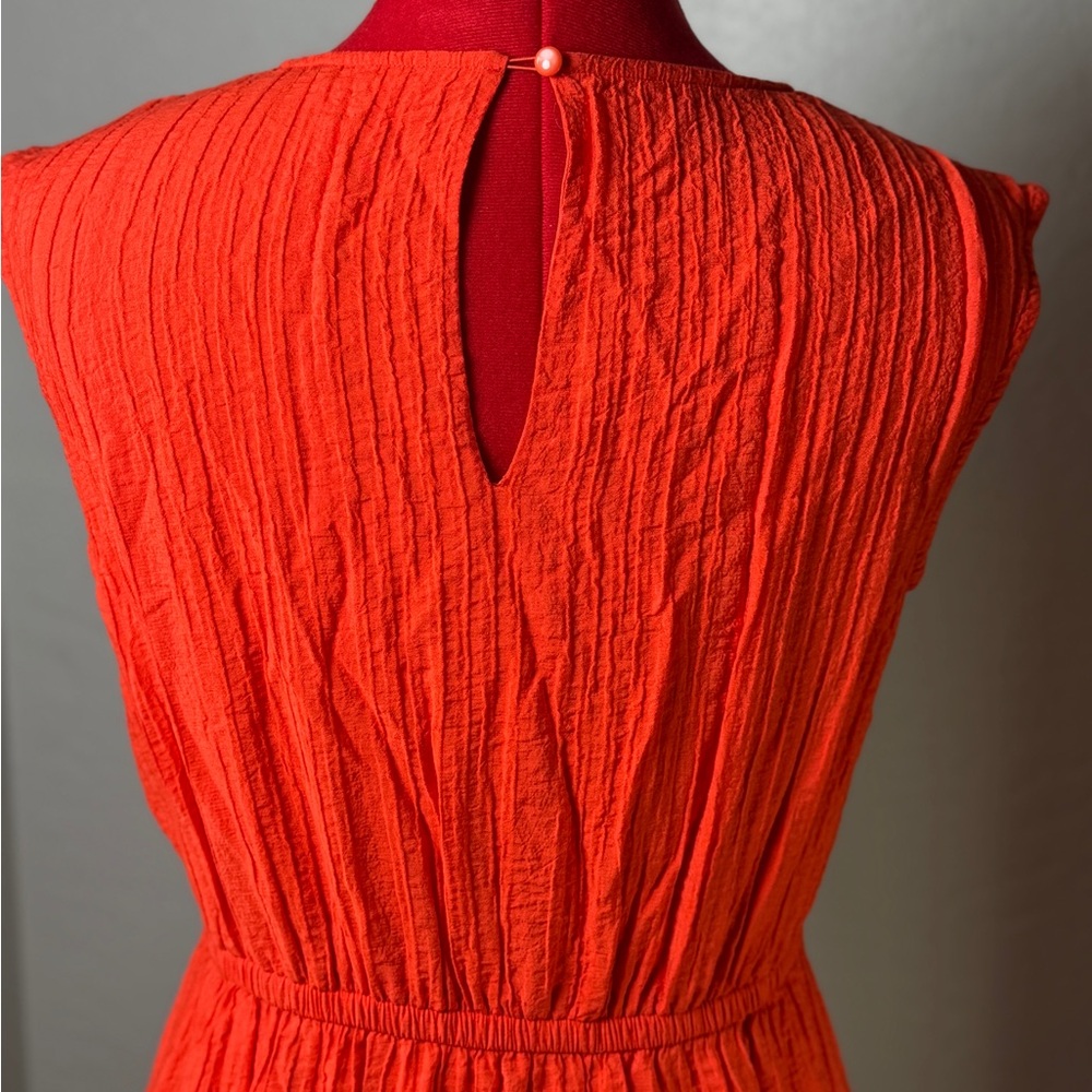 Nine West Pumpkin Orange Textured Sleeveless Midi Dress Size S - Picture 4 of 9